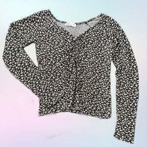 Hollister Black and White Floral Long Sleeve Top
